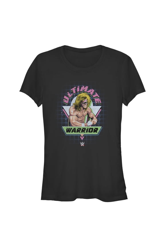 Junior's WWE Ultimate Warrior Retro Logo Graphic Tee Black Large
