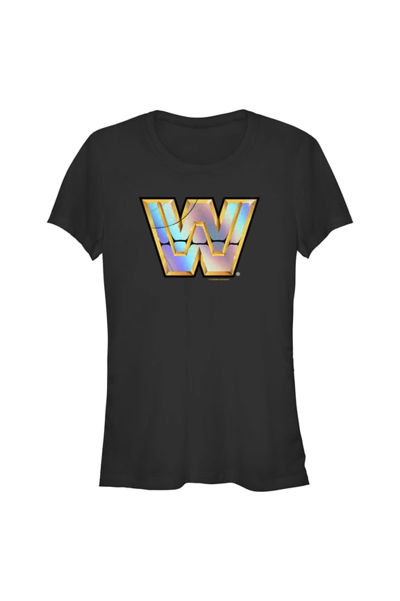 Junior's WWE WrestleMania Gold Shiny Logo  Graphic Tee Black 2X Large