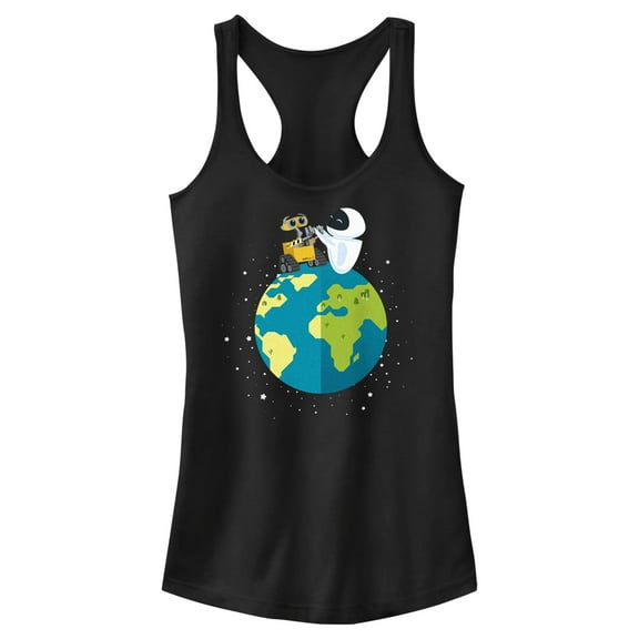 Junior's Wall-E Earth Day Eco Robots Racerback Tank Top Black X Large