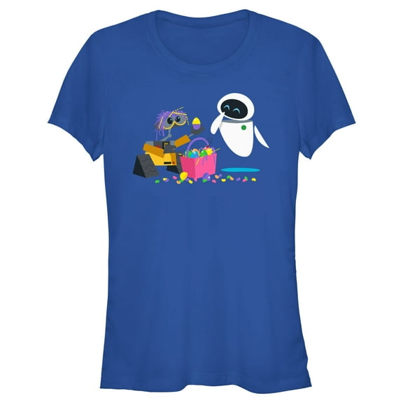 Junior's Wall-E Easter Basket Fun Graphic Tee Royal Blue Small