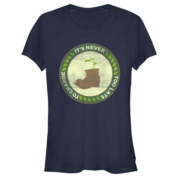 Junior's Wall-E It's Never Too Late to Change  Graphic Tee Navy Blue X Large