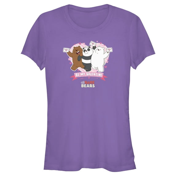 Junior's We Bare Bears Be My Valentine Graphic Tee Purple Large