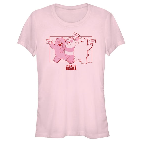 Junior's We Bare Bears Valentine's Day Letters  Graphic Tee Light Pink Small