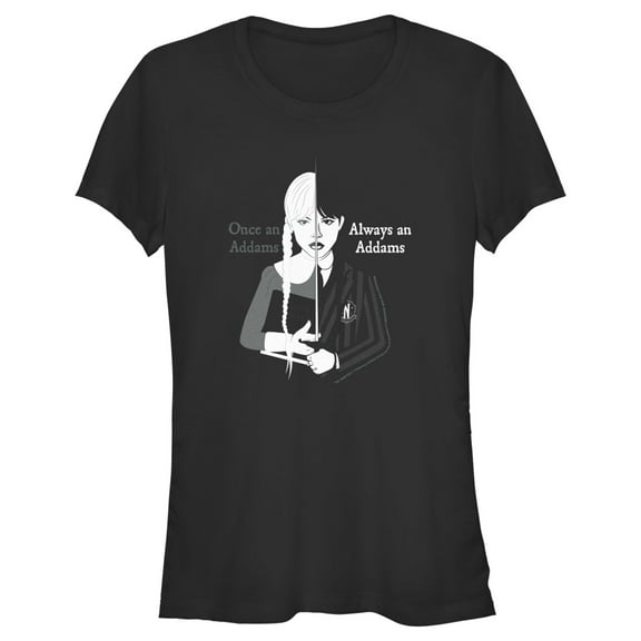 Junior's Wednesday Always an Addams Graphic Tee Black Small