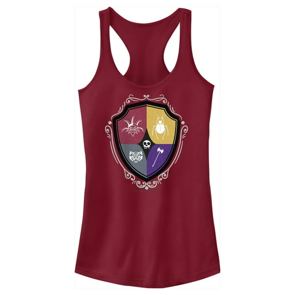 Junior's Wednesday Icons Crest  Racerback Tank Top Scarlet Medium