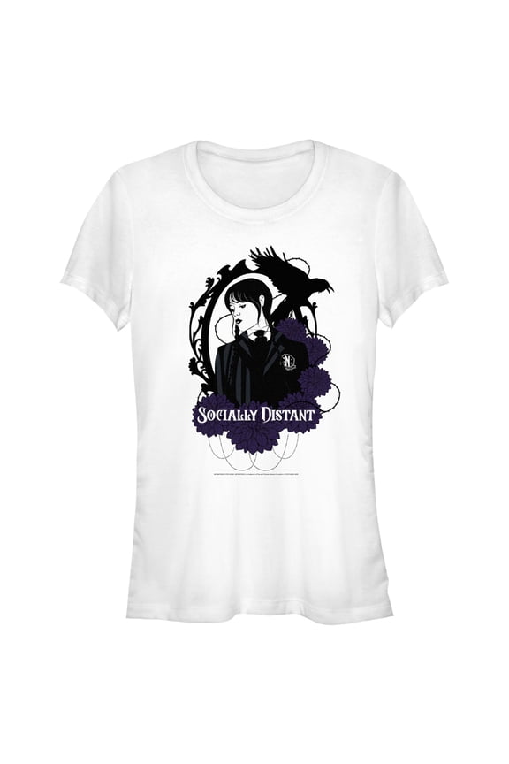 Junior's Wednesday Socially Distant Graphic Tee White 2X Large