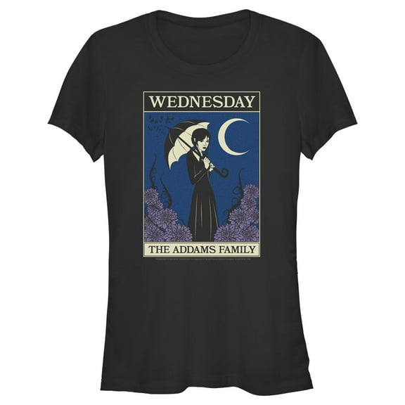 Junior's Wednesday The Addams Family Card  Graphic Tee Black Large