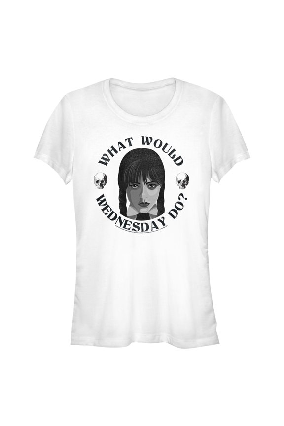 Junior's Wednesday What Would Wednesday Do? Graphic Tee White 2X Large