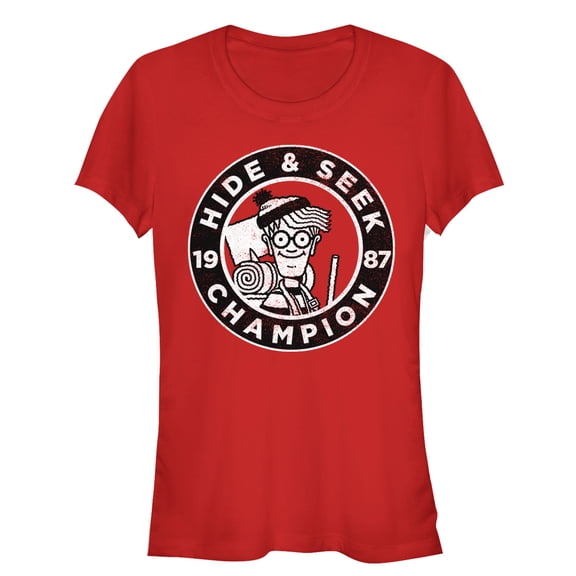 Junior's Where's Waldo Hide and Seek Champion  Graphic Tee Red 2X Large
