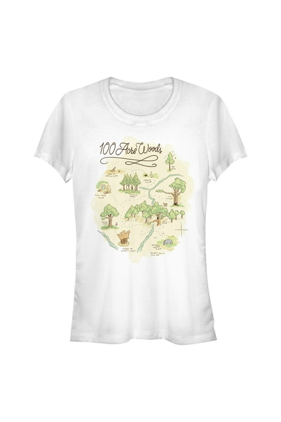 Junior's Winnie the Pooh 100 Acre Woods Map Graphic Tee White X Large