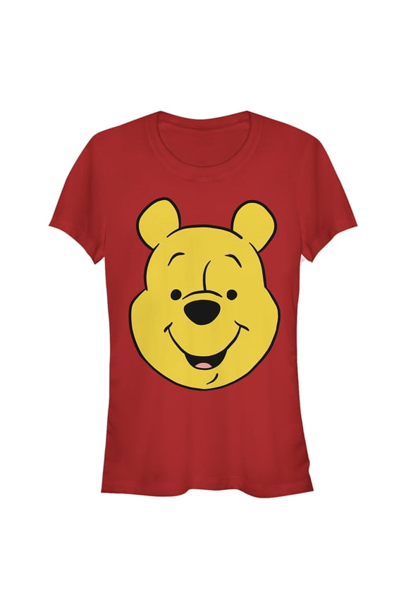 Junior's Winnie the Pooh Bear Big Face Graphic Tee Red 2X Large