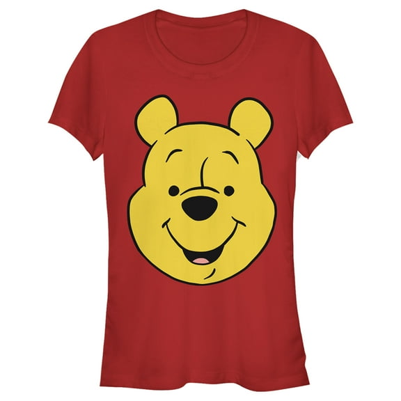 Junior's Winnie the Pooh Bear Big Face Graphic Tee Red Medium