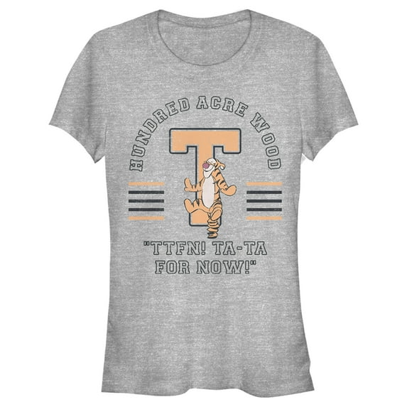 Junior's Winnie the Pooh Collegiate Tigger Graphic Tee Athletic Heather Medium