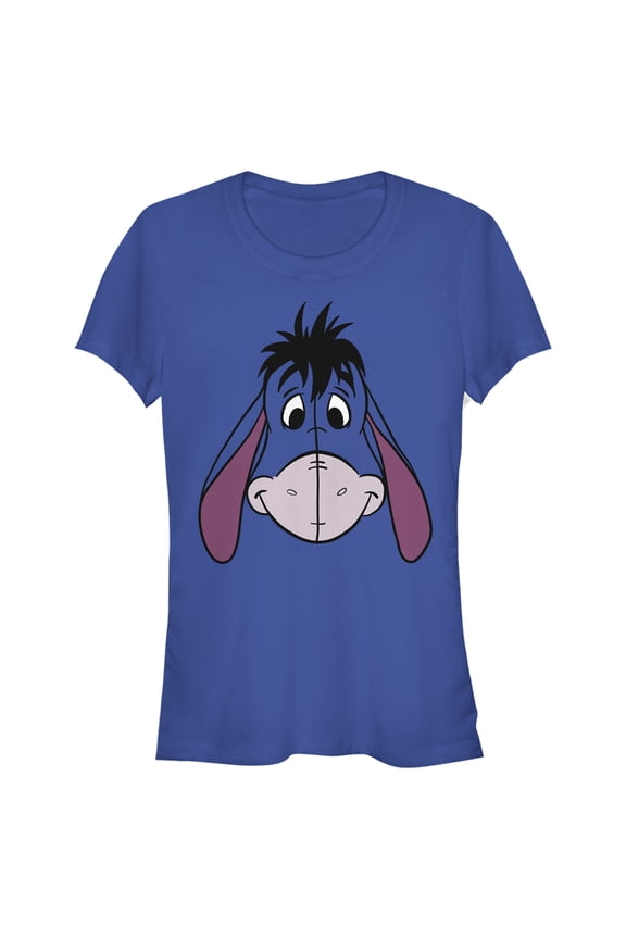 Junior's Winnie the Pooh Eeyore Big Face Graphic Tee Royal Blue Large