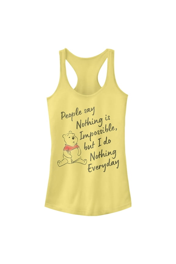 Junior's Winnie the Pooh I Do Nothing Everyday Racerback Tank Top Banana 2X Large