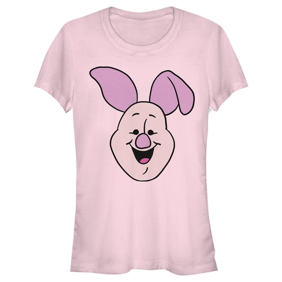 Junior's Winnie the Pooh Piglet Big Face Graphic Tee Light Pink Small