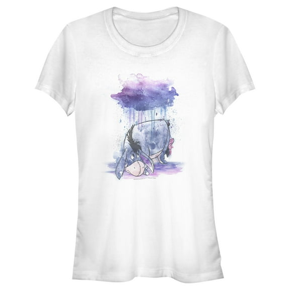 Junior's Winnie the Pooh Rainy Watercolor Eeyore Graphic Tee White X Large