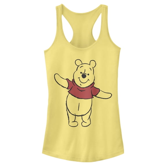 Junior's Winnie the Pooh Sketch Racerback Tank Top Banana Medium