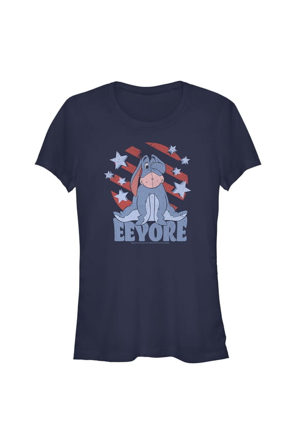 Junior's Winnie the Pooh Star-Spangled Eeyore Graphic Tee Navy Blue 2X Large