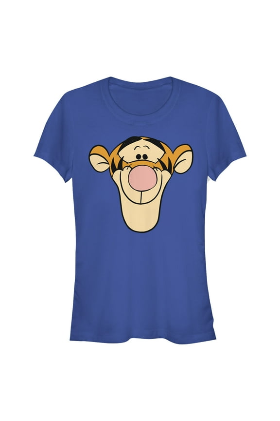 Junior's Winnie the Pooh Tigger Big Face Graphic Tee Royal Blue Large