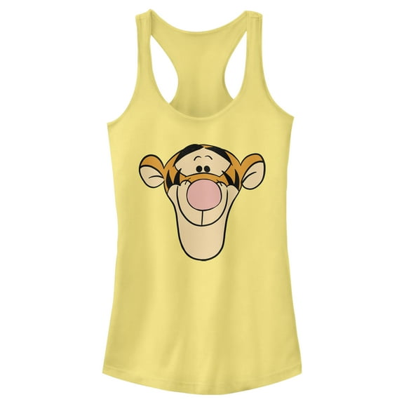 Junior's Winnie the Pooh Tigger Big Face Racerback Tank Top Banana 2X Large