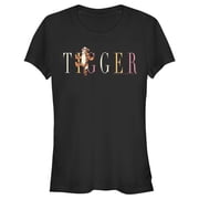 Juniors Winnie the Pooh Tigger Colorful Script Graphic Tee Black Small