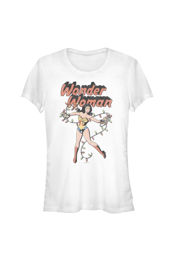 Junior's Wonder Woman 1984 Wrapped in Lights Graphic Tee White Medium