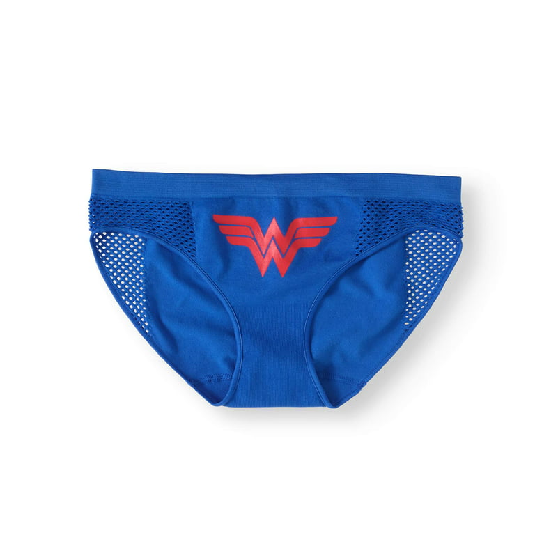 Junior's Wonder Woman License Seamless Bikini With Mesh Panty