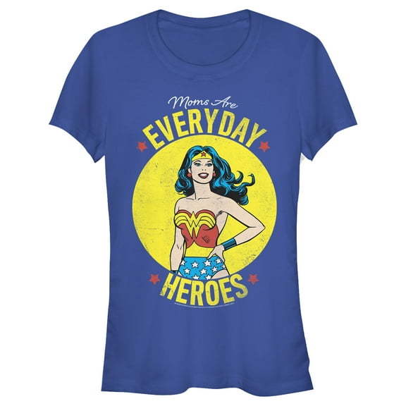 Junior's Wonder Woman Moms Are Everyday Heroes  Graphic Tee Royal Blue 2X Large