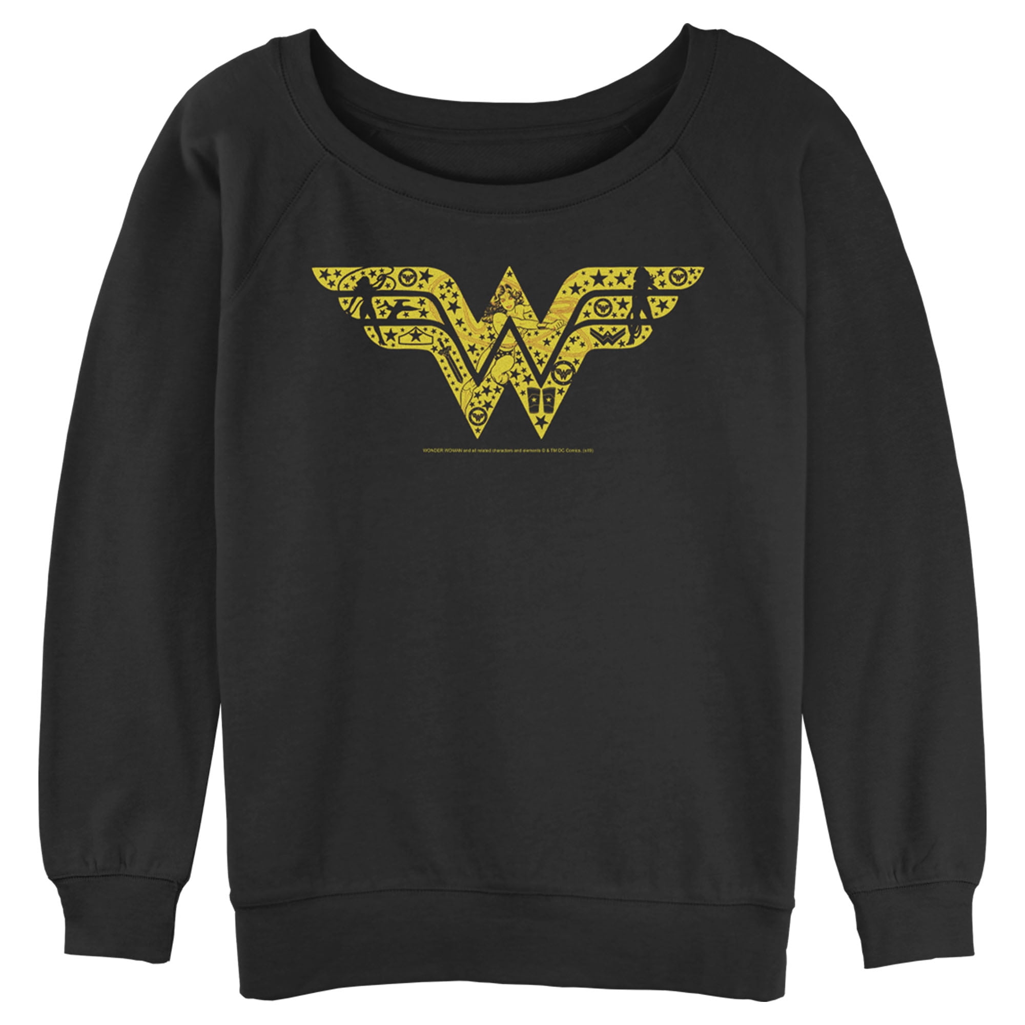 Junior's Wonder Woman Silhouette Logo Sweatshirt Black Medium 