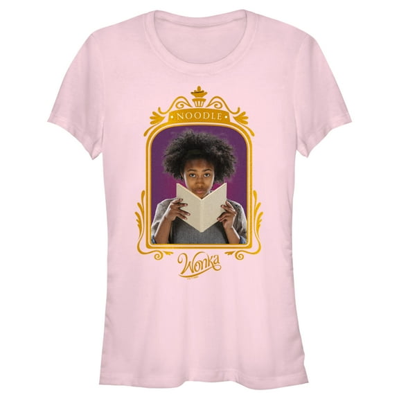 Junior's Wonka Noodle Portrait  Graphic Tee Light Pink Large