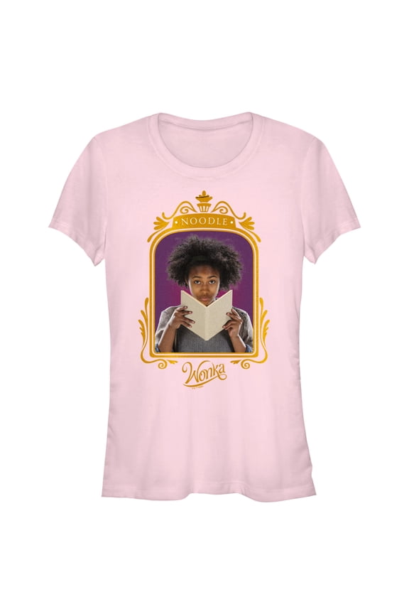 Junior's Wonka Noodle Portrait Graphic Tee Light Pink Medium