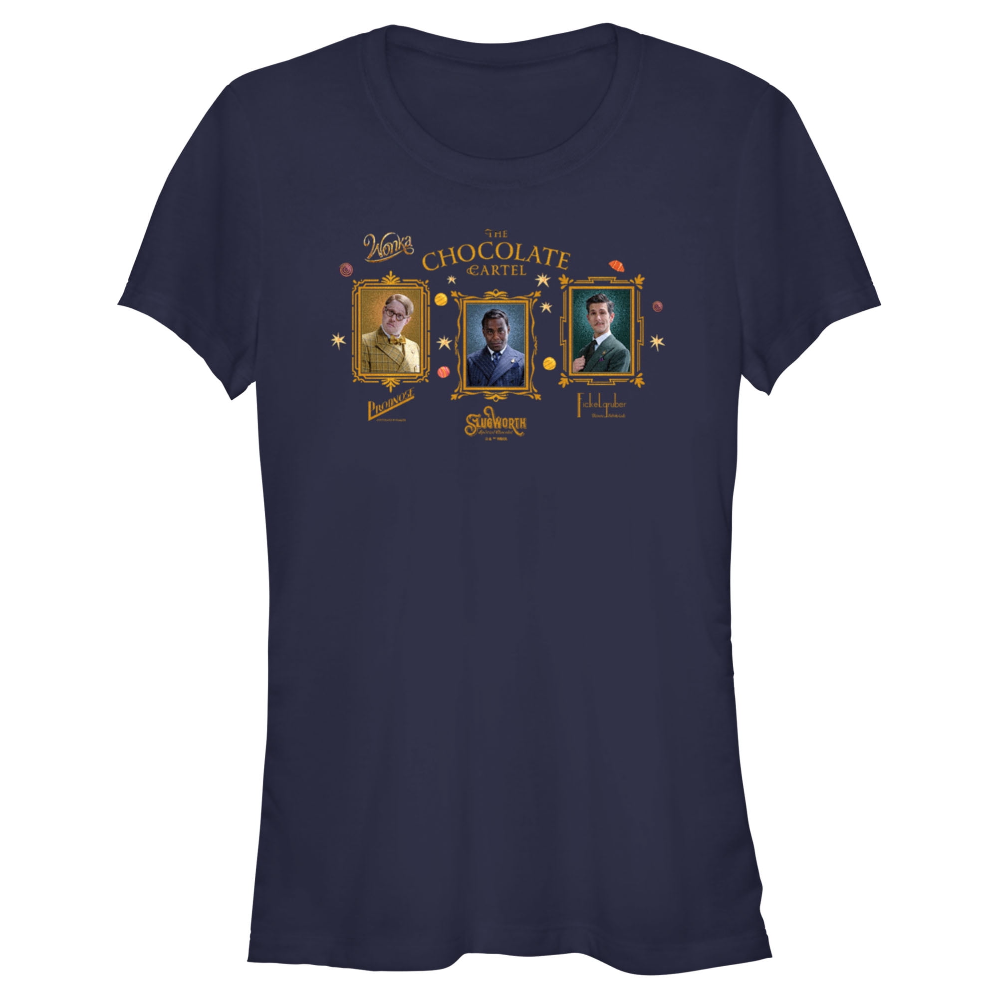 Juniors Wonka The Chocolate Cartel Graphic Tee Navy Blue Small