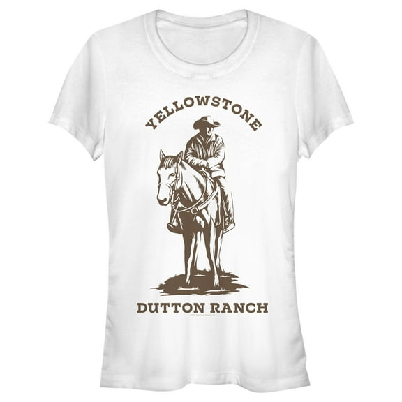 Junior's Yellowstone Brown John Dutton Riding Horse  Graphic T-Shirt