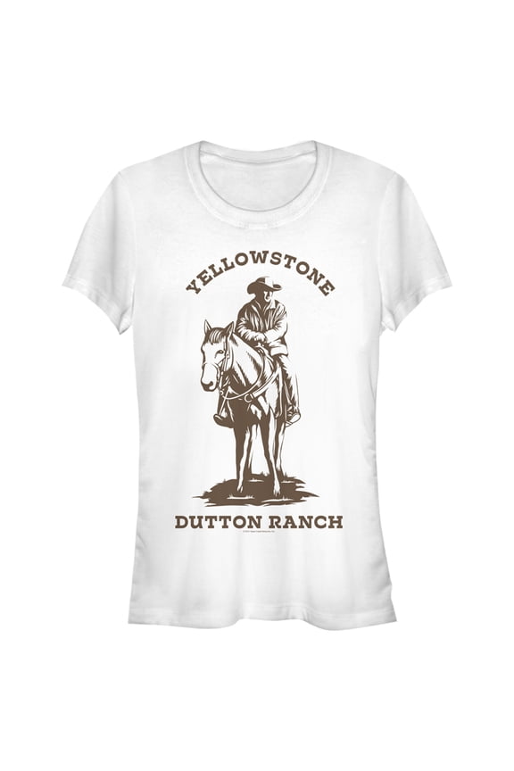 Junior's Yellowstone Brown John Dutton Riding Horse Graphic T-Shirt