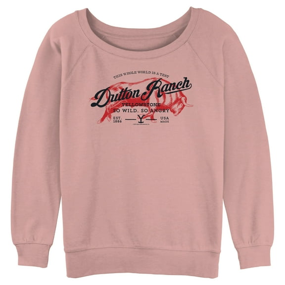 Junior's Yellowstone Dutton Ranch Bull So Wild, So Angry  Sweatshirt Desert Pink Large