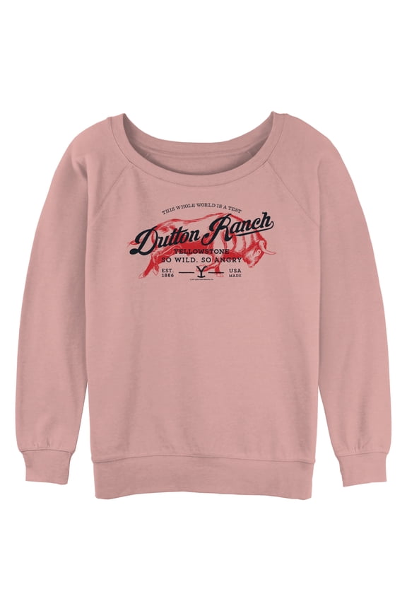 Junior's Yellowstone Dutton Ranch Bull So Wild, So Angry Sweatshirt Desert Pink Large