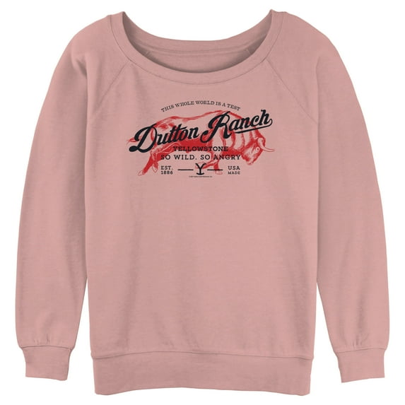 Junior's Yellowstone Dutton Ranch Bull So Wild, So Angry Sweatshirt Desert Pink Medium