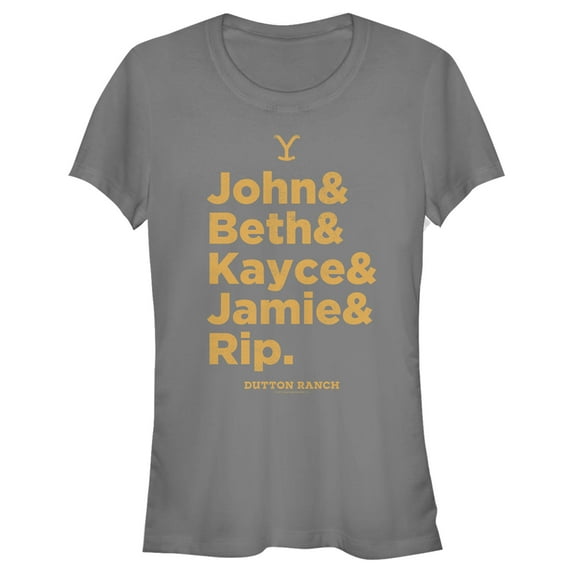 Junior's Yellowstone Dutton Ranch Family Name Line Up Graphic T-Shirt
