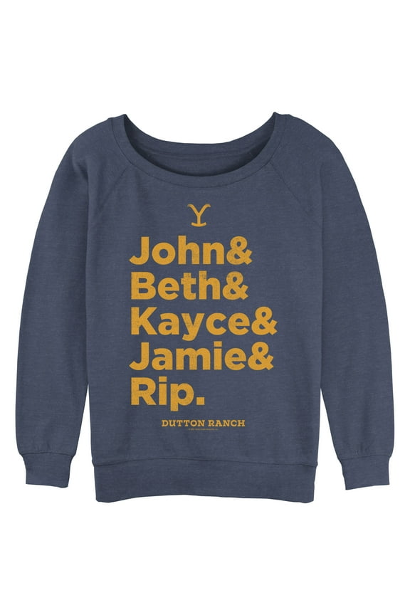 Junior's Yellowstone Dutton Ranch Family Name Line Up Sweatshirt Blue Heather Medium