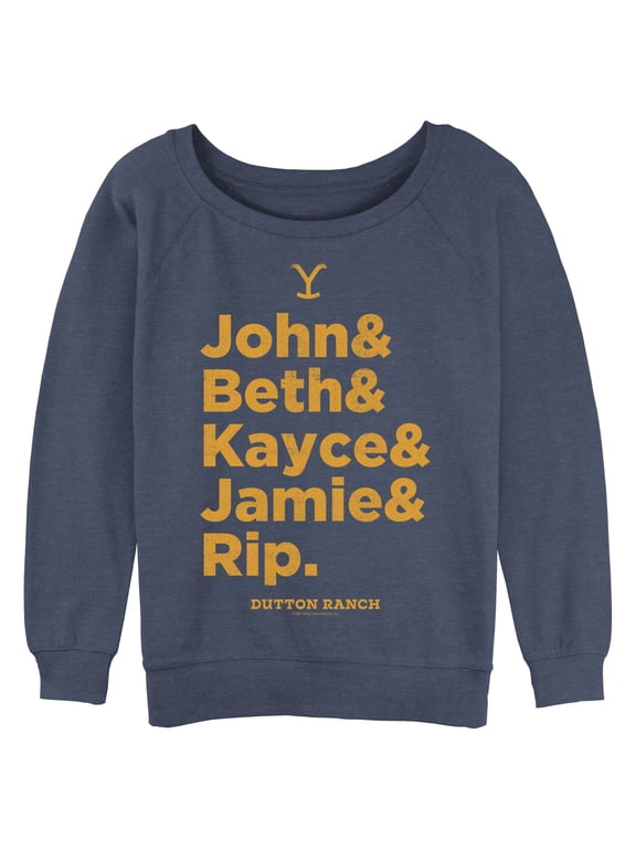 Junior's Yellowstone Dutton Ranch Family Name Line Up Sweatshirt Blue Heather Medium