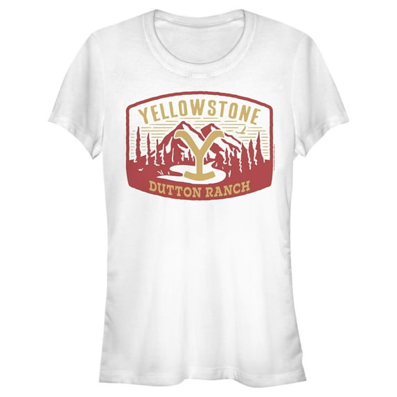 Junior's Yellowstone Large Dutton Ranch Brand Mountain Scenery Graphic T-Shirt