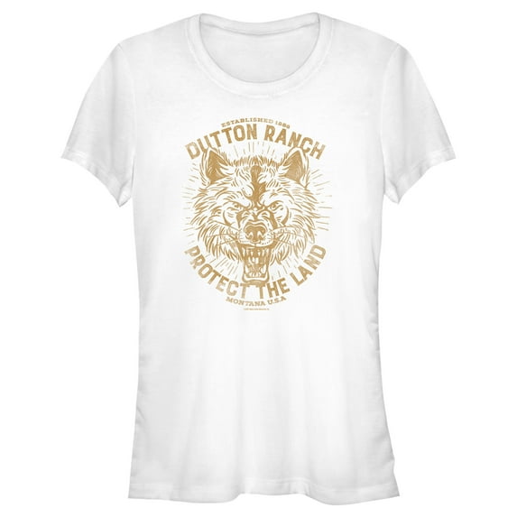 Junior's Yellowstone Protect The Land Angry Wolf Dutton Ranch Graphic T-Shirt