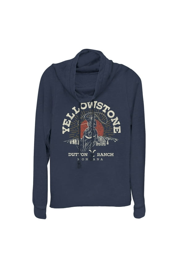 Junior's Yellowstone Rider John Dutton Ranch Montana Cowl Neck Sweatshirt