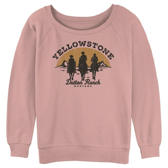 Junior's Yellowstone Riders Of Dutton Ranch Silhouette Sweatshirt Desert Pink 2X Large