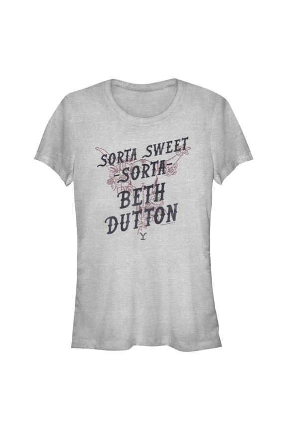 Junior's Yellowstone Sorta Sweet Sorta Beth Dutton Cow Skull Graphic T-Shirt