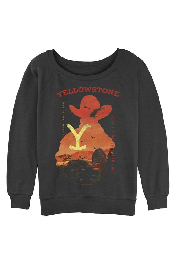 Junior's Yellowstone Sunset Silhouette John Dutton & Truck Sweatshirt