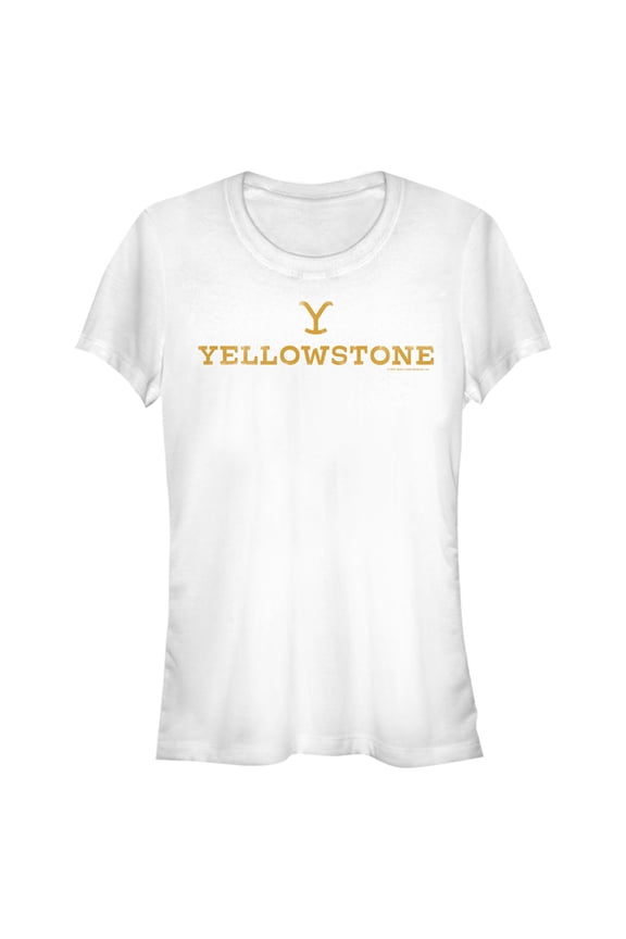 Junior's Yellowstone White Dutton Ranch Brand Logo Graphic T-Shirt