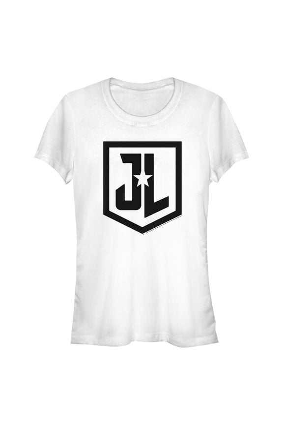 Junior's Zack Snyder Justice League Badge Logo Reverse Graphic Tee White X Large