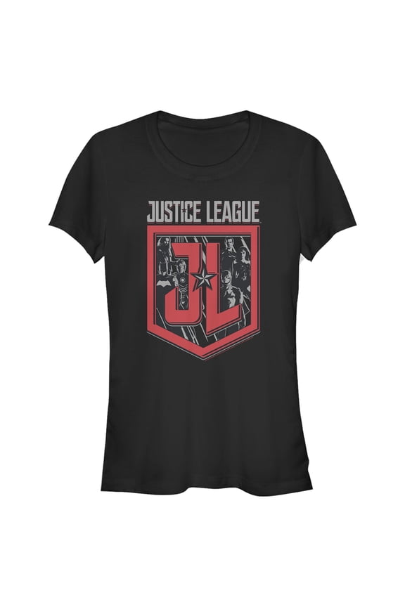 Junior's Zack Snyder Justice League Character Shield Graphic Tee Black Small